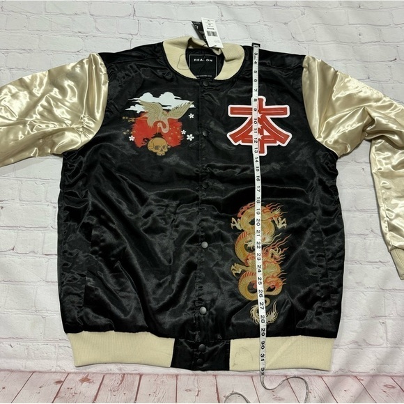 REASON BRAND STREET WEAR men’s nylon puffer bomber jacket Osaka Japan Graphic M - Picture 12 of 15